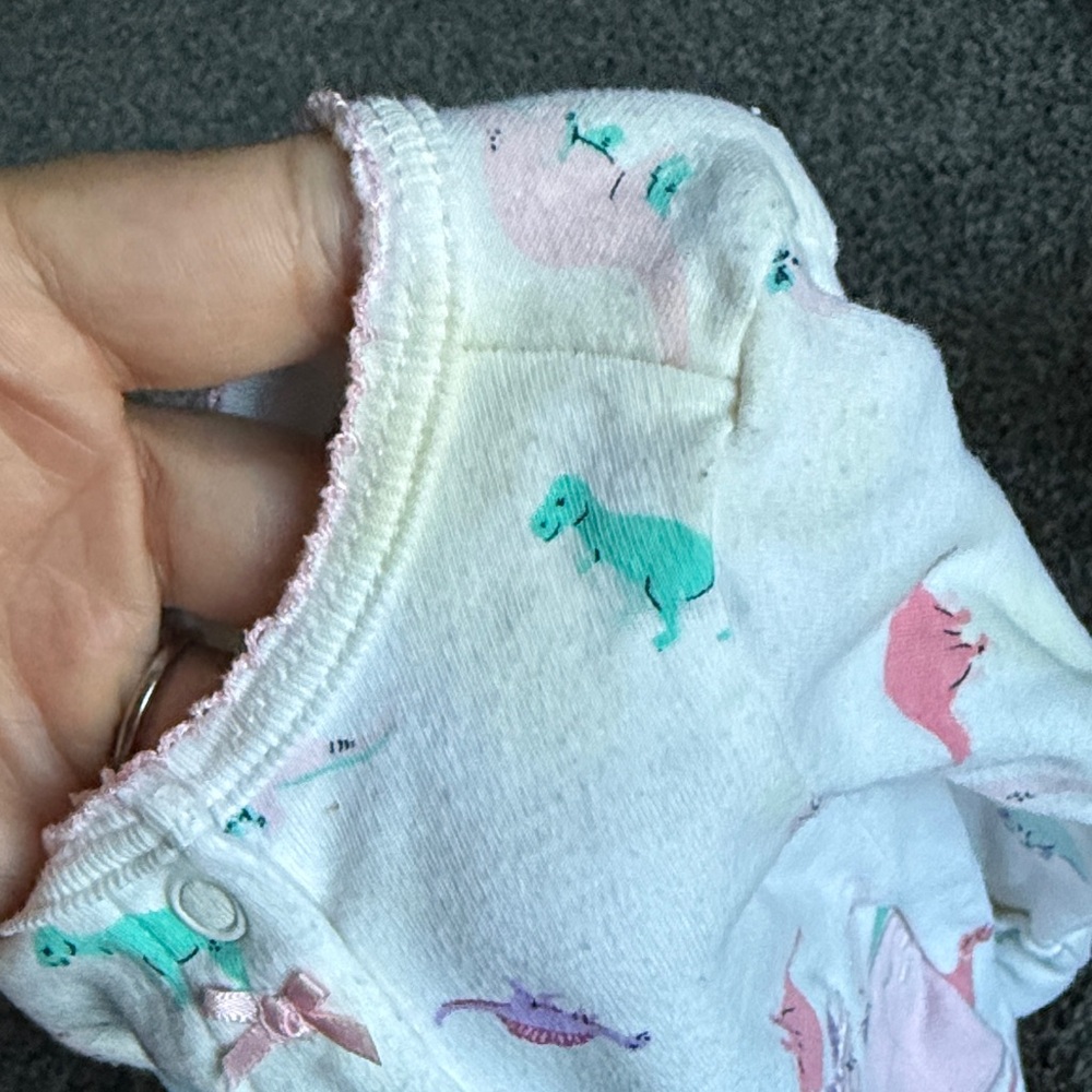 Carter's White Dinosaur Print Footie Pajamas - Picture 3 of 4